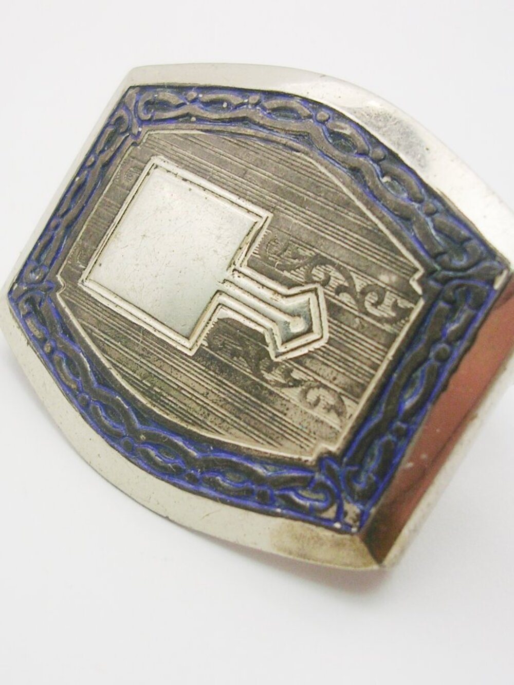 Art Deco Belt Buckle silver plate Initial Monogram Center